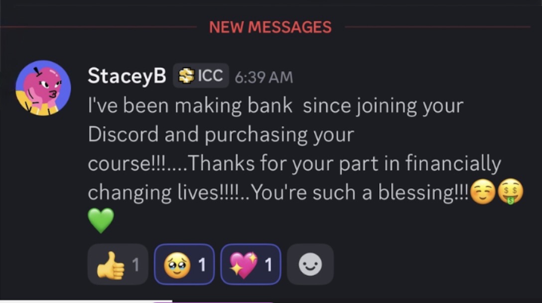 Student testimonial screenshot