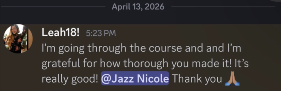 Student testimonial screenshot
