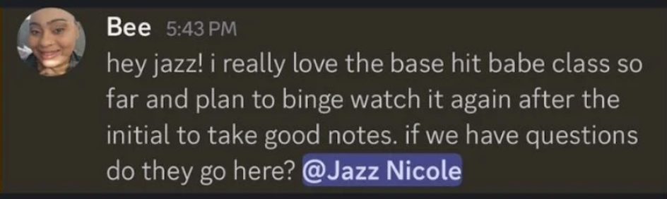Student testimonial screenshot